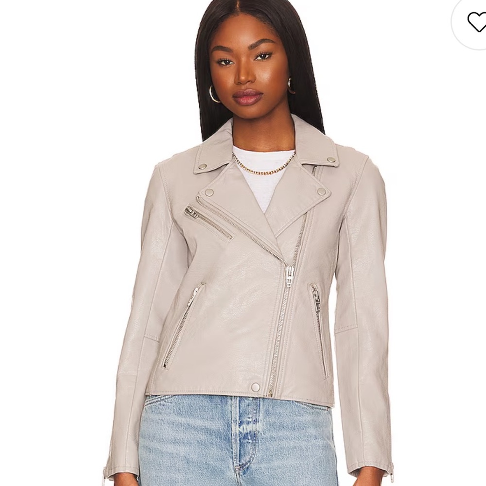 🌷Blank NYC faux Leather Moto Jacket Women’s Beige